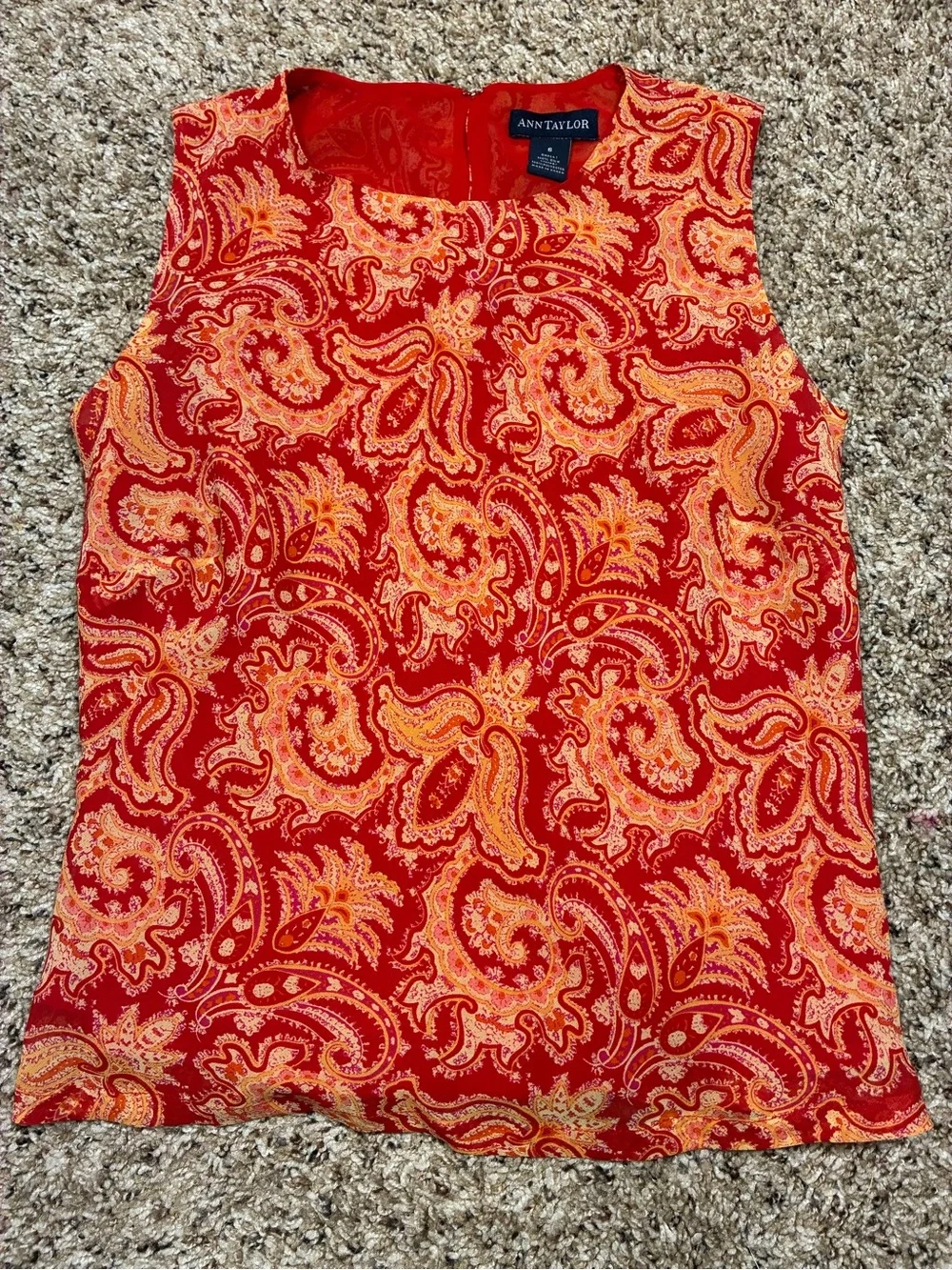 VTG Ann Taylor 100% Silk Paisley Matching Midi Skirt Tank Top Set